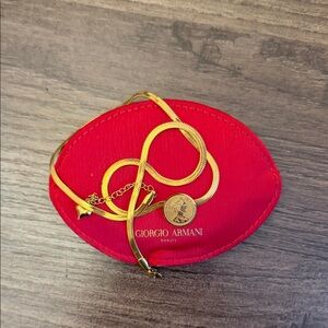Giorgio Armani Red Cosmetic Bag with Gold Chain